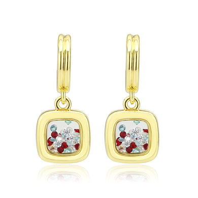 3W1756G - Flash Gold Brass Earring with AAA Grade CZ in MultiColor