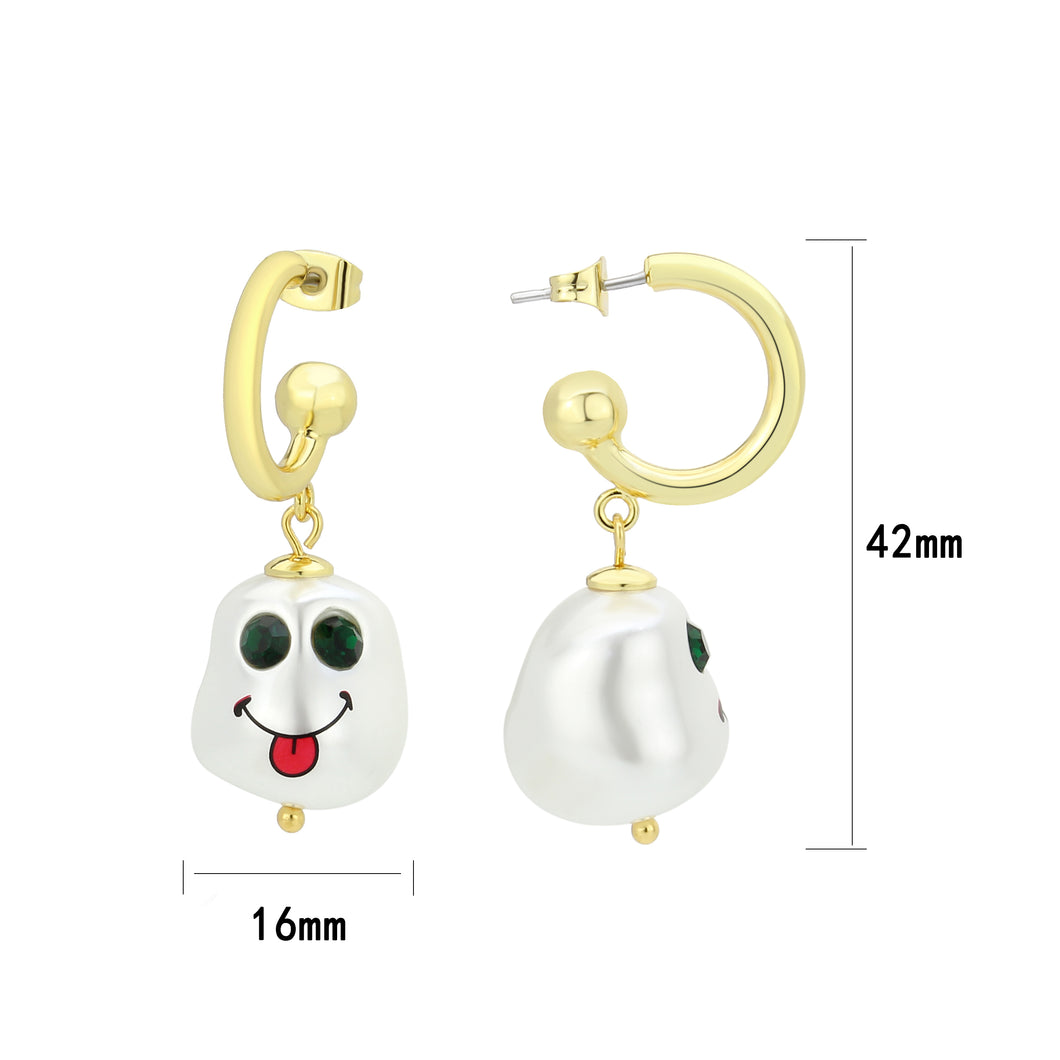 3W1757G - Flash Gold Brass Earring with Synthetic in MultiColor