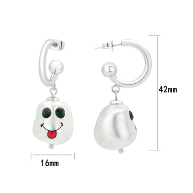 3W1757 - Imitation Rhodium Brass Earring with Synthetic in MultiColor