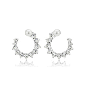 3W1758 - Imitation Rhodium Brass Earring with AAA Grade CZ in Clear