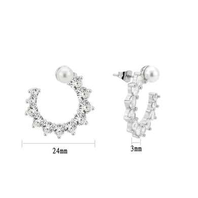 3W1758 - Imitation Rhodium Brass Earring with AAA Grade CZ in Clear