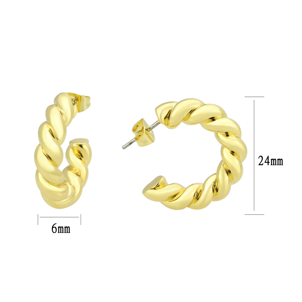 3W1761G - Flash Gold Brass Earring with NoStone in No Stone