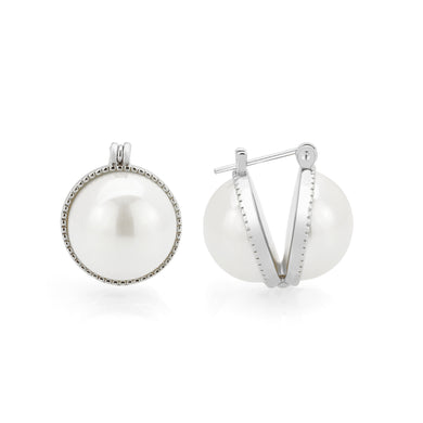 3W1764 - Imitation Rhodium Brass Earring with Synthetic in White