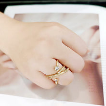 Load image into Gallery viewer, 3W1766G - Flash Gold Brass Ring with AAA Grade CZ in Clear