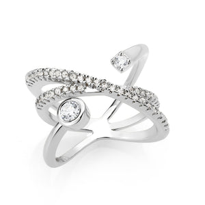 3W1766 - Imitation Rhodium Brass Ring with AAA Grade CZ in Clear