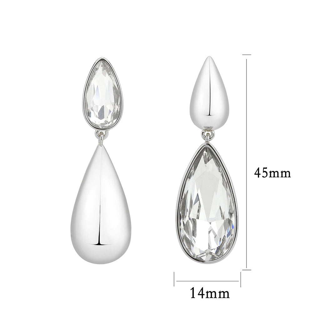 3W1767 - Imitation Rhodium Brass Earring with Top Grade Crystal in Clear