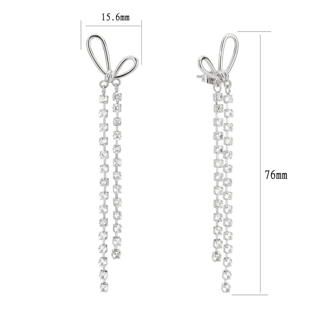 3W1768 - Imitation Rhodium Brass Earring with Top Grade Crystal in Clear