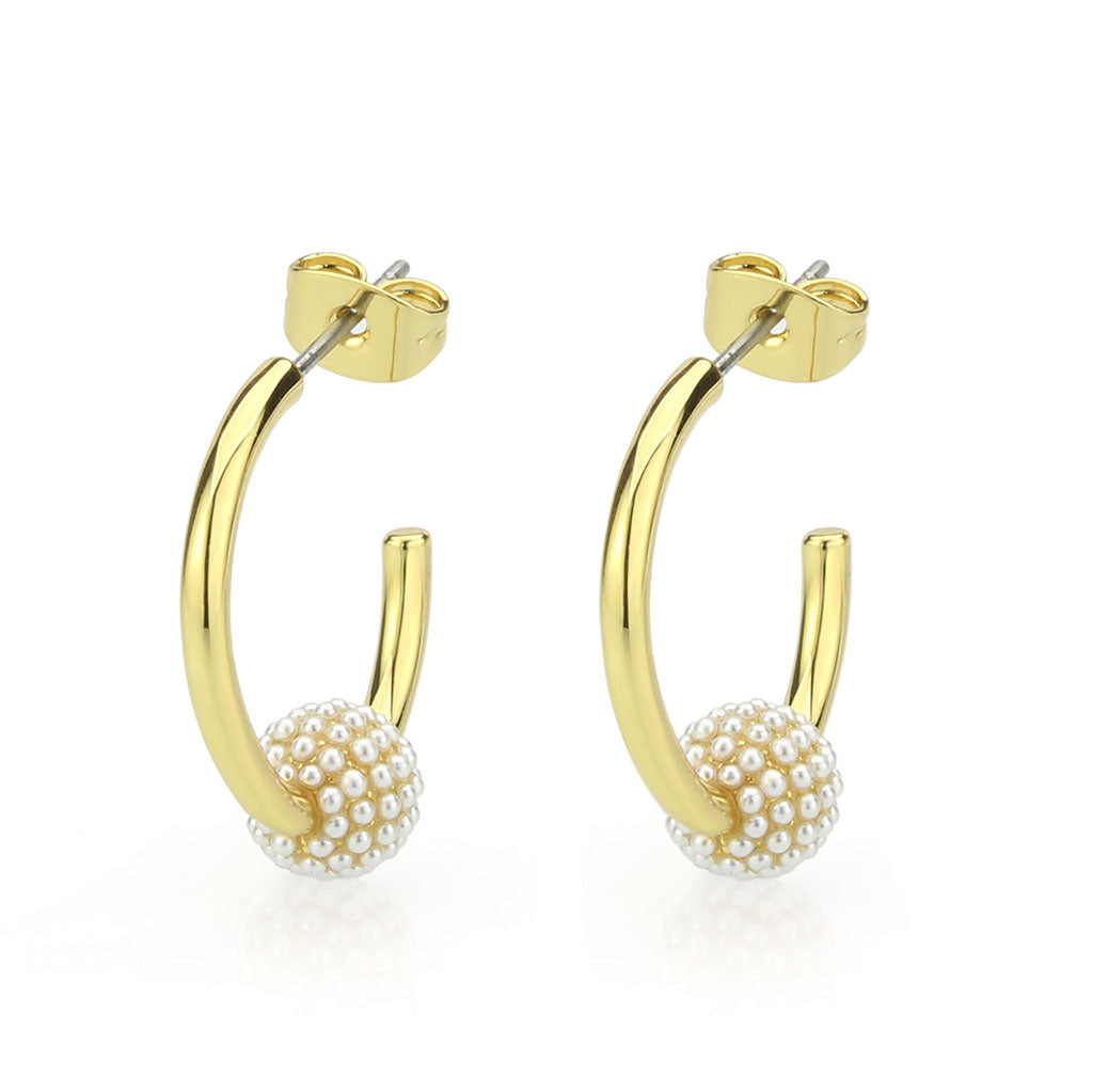 3W1774 - Flash Gold Brass Earring with Synthetic in White