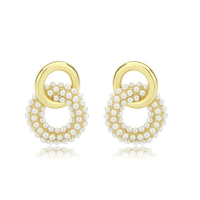 3W1775 - Flash Gold Brass Earring with Synthetic in White