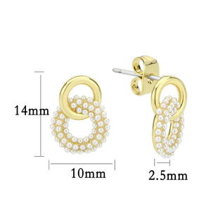 3W1775 - Flash Gold Brass Earring with Synthetic in White