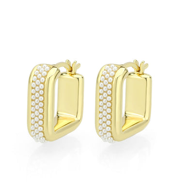 3W1776 - Flash Gold Brass Earring with Synthetic in White