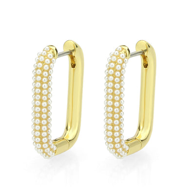 3W1777 - Flash Gold Brass Earring with Synthetic in White
