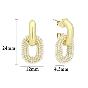 3W1778 - Flash Gold Brass Earring with Synthetic in White