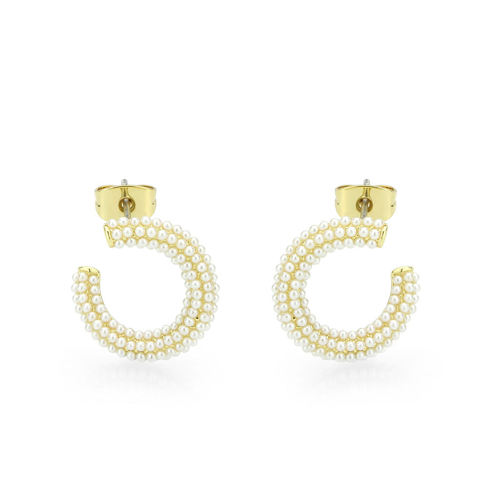 3W1780 - Flash Gold Brass Earring with Synthetic in White