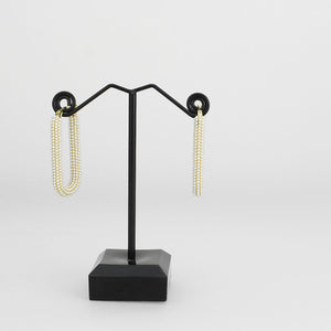 3W1783 - Flash Gold Brass Earring with Synthetic in White