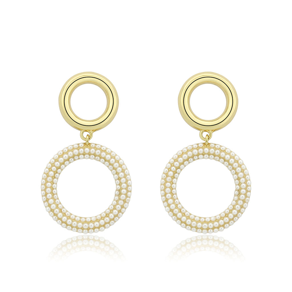 3W1784 - Flash Gold Brass Earring with Synthetic in White