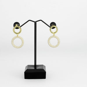 3W1784 - Flash Gold Brass Earring with Synthetic in White