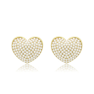 3W1787 - Flash Gold Brass Earring with Synthetic in White