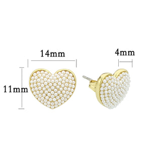 3W1787 - Flash Gold Brass Earring with Synthetic in White