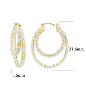 3W1791 - Flash Gold Brass Earring with Synthetic in White