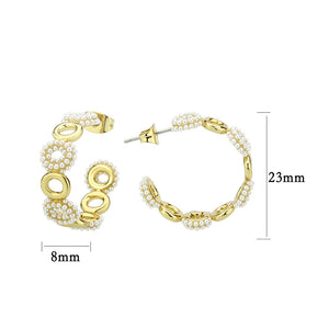 3W1792 - Flash Gold Brass Earring with Synthetic in White