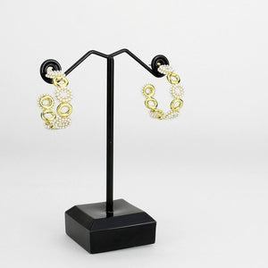 3W1792 - Flash Gold Brass Earring with Synthetic in White