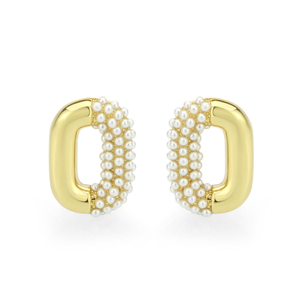 3W1793 - Flash Gold Brass Earring with Synthetic in White