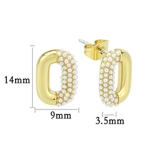 3W1793 - Flash Gold Brass Earring with Synthetic in White