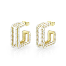 Load image into Gallery viewer, 3W1794 - Flash Gold Brass Earring with Synthetic in White