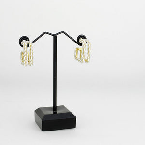 3W1794 - Flash Gold Brass Earring with Synthetic in White