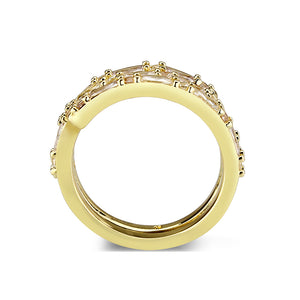 3W1799 - Flash Gold Brass Ring with AAA Grade CZ  In Clear