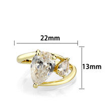 Load image into Gallery viewer, 3W1800 - Flash Gold Brass Ring with AAA Grade CZ  In Clear