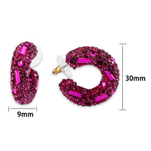 Load image into Gallery viewer, 3W1801 - Flash Gold Brass Earring with Top Grade Crystal in Fuchsia
