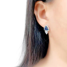 Load image into Gallery viewer, 3W1730E -  Imitation Rhodium+E-coating Brass Earring with Druzy in Capri Blue