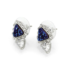 Load image into Gallery viewer, 3W1730E -  Imitation Rhodium+E-coating Brass Earring with Druzy in Capri Blue