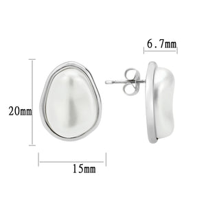 3W1732 - Imitation Rhodium Brass Earring with Synthetic in White