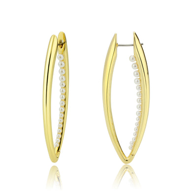 3W1734G - Flash Gold Brass Earring with Synthetic in White