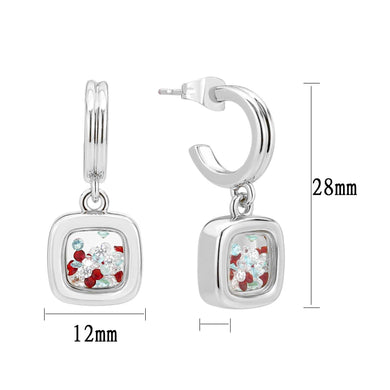 3W1756 - Imitation Rhodium Brass Earring with AAA Grade CZ in MultiColor