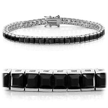 Load image into Gallery viewer, 47102J - Rhodium Brass Bracelet with AAA Grade CZ  in Black-7.25&quot;