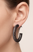 Load image into Gallery viewer, 4W051 - Earring, Brass, TIN Cobalt Black  ,AAA Grade CZ, Clear