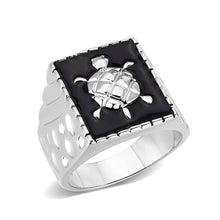 Load image into Gallery viewer, LO5M014- Brass Ring with Epoxy  in Jet Rhodium Plated
