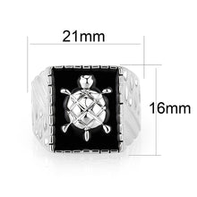Load image into Gallery viewer, LO5M014- Brass Ring with Epoxy  in Jet Rhodium Plated
