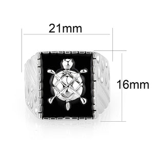 LO5M014- Brass Ring with Epoxy  in Jet Rhodium Plated
