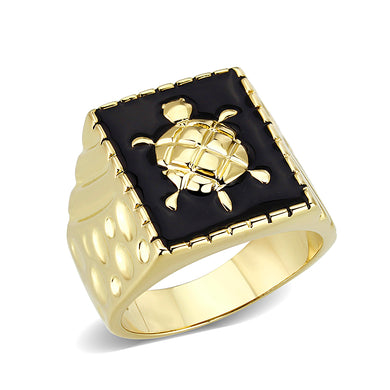 LO5M015- Brass Ring with Epoxy  in Jet Gold Plated