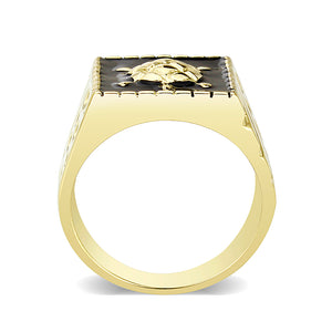 LO5M015- Brass Ring with Epoxy  in Jet Gold Plated