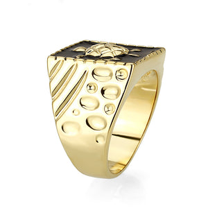 LO5M015- Brass Ring with Epoxy  in Jet Gold Plated