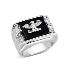 Load image into Gallery viewer, LO5M016- Brass Ring with Epoxy  in Jet Rhodium Plated
