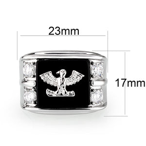 LO5M016- Brass Ring with Epoxy  in Jet Rhodium Plated