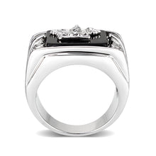 Load image into Gallery viewer, LO5M016- Brass Ring with Epoxy  in Jet Rhodium Plated