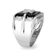 Load image into Gallery viewer, LO5M016- Brass Ring with Epoxy  in Jet Rhodium Plated